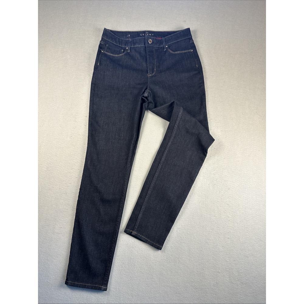 White House Black Market Skinny Ankle Jeans Womens 6 Black Dark Wash‎ Stretch